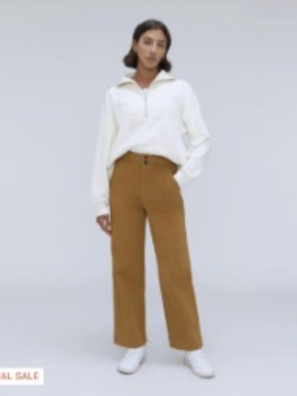 Everlane The Organic Wide Leg Crop Pants Mustard Brown High Rise Women's Size 2